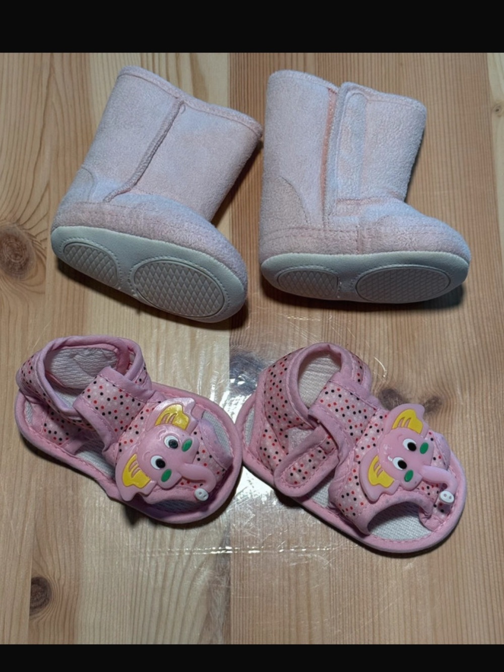 Target Pink Toddler Boots and Elephant Sandals Bundle 6m